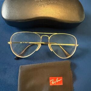 Ray-Ban Gold Frame Aviator Glasses with Clear Lenses